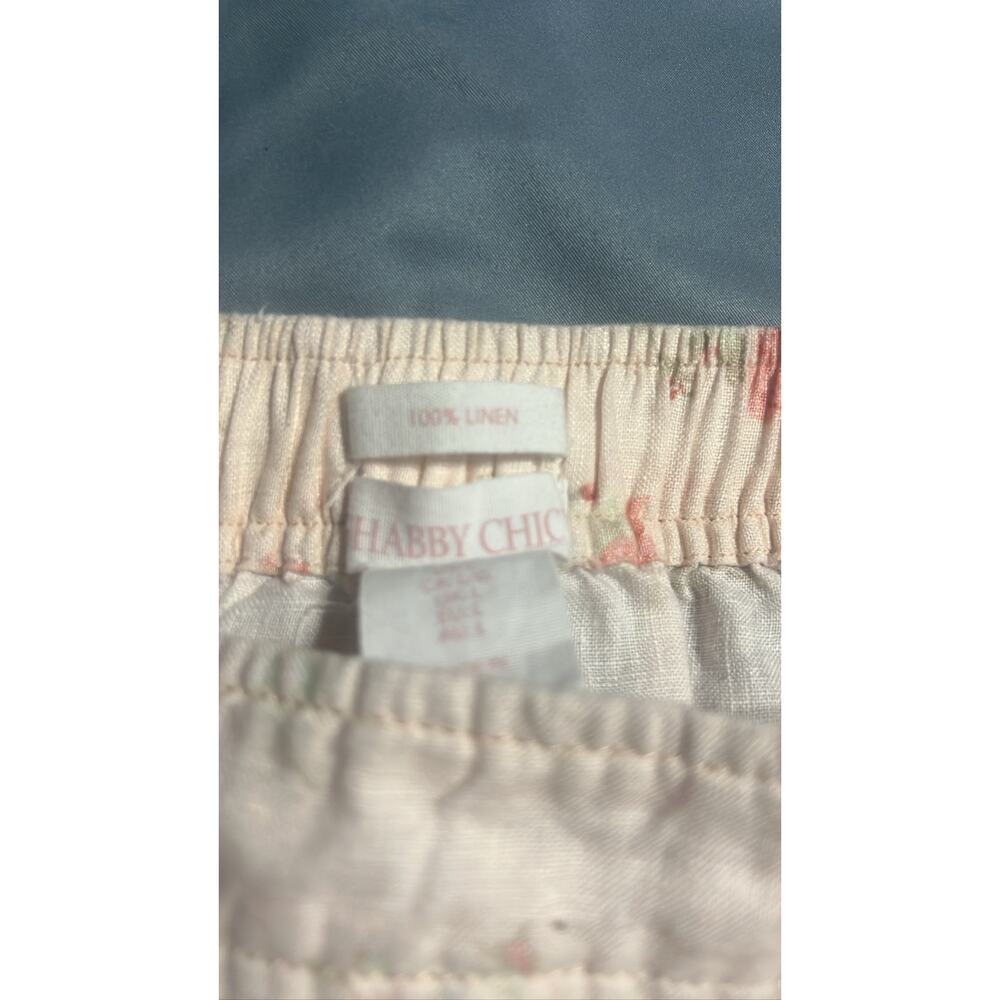 Shabby Chic 100% Linen Floral Rose Pink Skirt